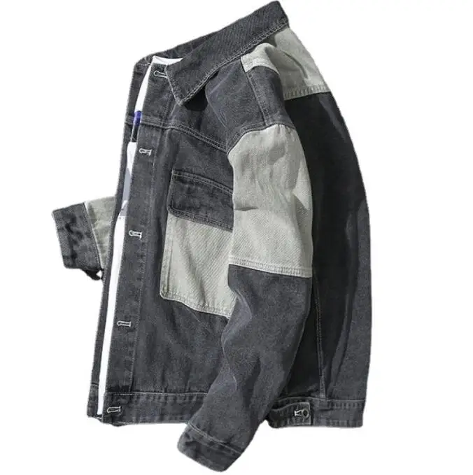 Denim jacket new light-colored stitching tooling casual loose large size jacket coat men