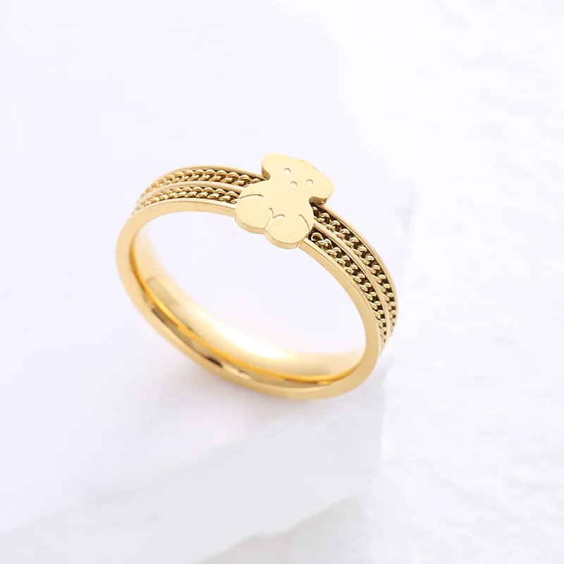 Vintage Personalized Little Bear Chain Ring Female Crowd Design Sense In Fashion Network Red Index Finger Fashion Sweet Decorate