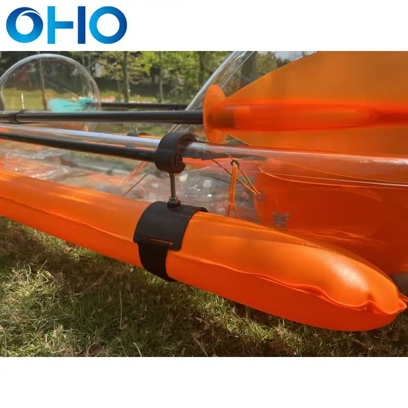 Wholesale high quality small plastic rowing boats transparent canoe/kayak clear kayak 2 person