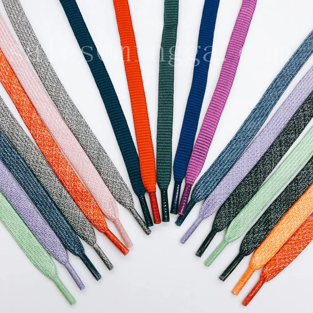 Оптовая продажа, плоские шнурки для обуви из хлопка и полиэстера опциональной длины, шнурки с принтом логотипа на заказ