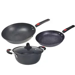 2023 JOY wholesale Marble non stick pot  Cooking set  Cast iron cooker  For kitchen utensils  non-stick cookware Maifanshi wok