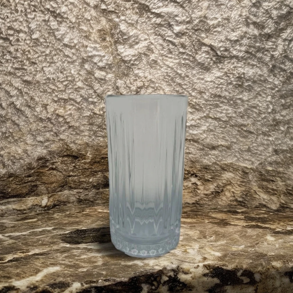 Ribbed Borosilicate Whisky Glass Mug Hand-Cut Vertical Striped Ripple Tumble Water Beer Drinking Durable Elegant Drink Cup