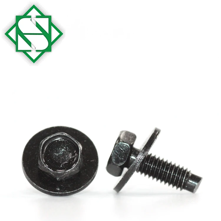M6 X 18mm BLACK OXIDE HEXAGON INDENTED HIN HEAD MACHINE SCREW with PLAIN WASHER