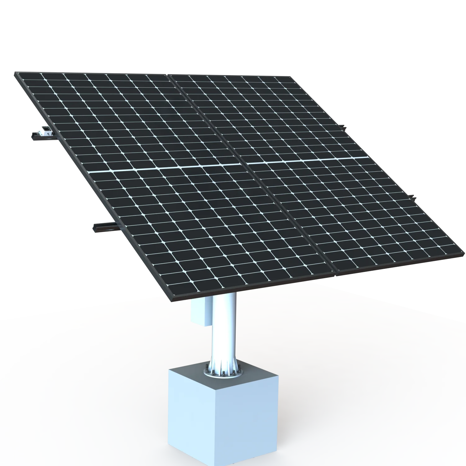 Dual Axis Solar Tracking Bracket For 2PV Auto Follow Sun By Light Sensor Waterproof With Geared Motor and Linear Actuator