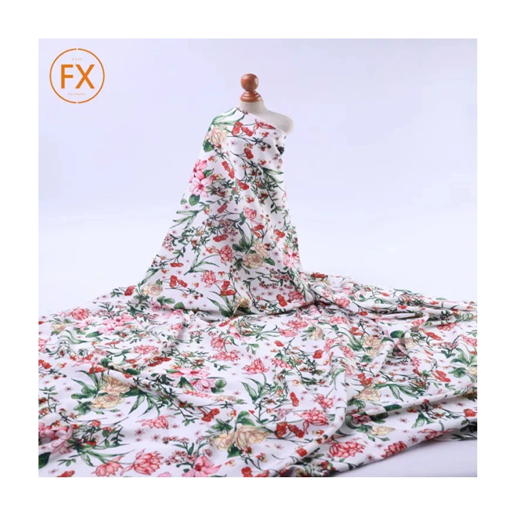 Высококачественная вискозная ткань с цифровым принтом, тканый цветочный креп 100%, вискозная ткань с принтом в шаосине