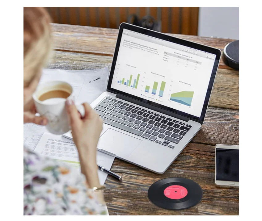 Customized Giveaway Gift Cd Record Coaster Heat Insulation Non-slip Abs Plastic Vinyl Record Coaster For Office Bar Hotel