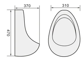 6201 Wall-mounted Ceramic White Quality Urinal  Egg Shaped Urinal Splash-free Surface and Easy-to-mountain Performance