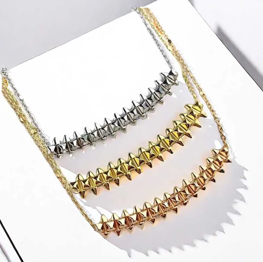 New Silver Rivet Bullet Smile Classic Fashion Stainless Steel Jewelry Luxury Brand Custom Wholesale Inspired Nail Necklace