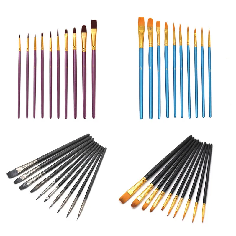 10pcs One Pack Artist  Painting  Brush Set  Acrylic Oil Painting Brushes Art Supplies For Children Drawing Painting