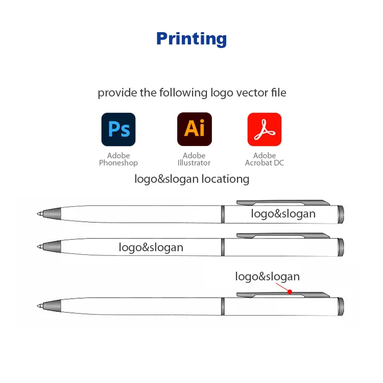 Promotion Ball Point Metal Pens With Personalized Custom Laser Engraved Print Branded Logo Manufacturer Cheap Ballpoint Gift