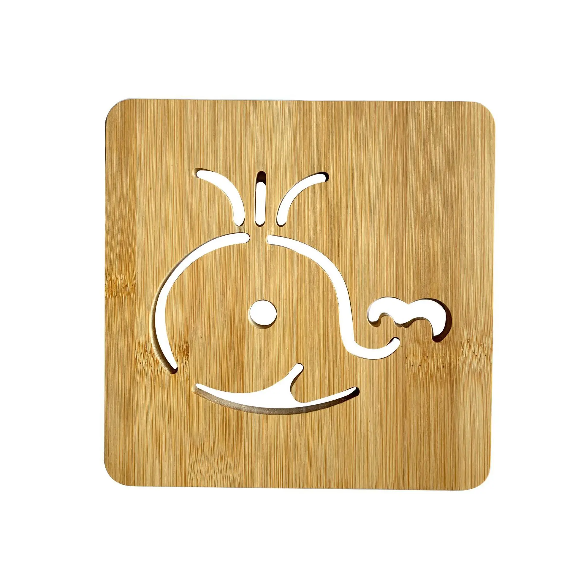 Hot Selling Wholesale Home Bamboo Wooden Insulation Table Hollow Design Cartoon Anti-Hot Mat Cup Mat