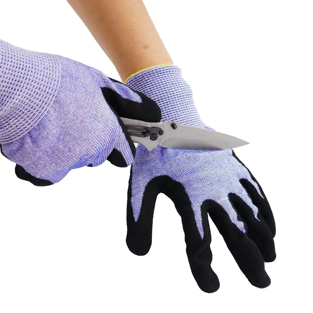 Manufactory 13 Gauge ANSI Cut A6 Sandy Nitrile Coated Good Grip Touchscreen  Industrial Work Gloves