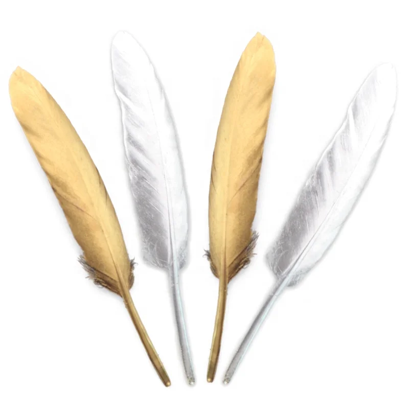 Feather Wholesale 100% Natural Plumas Golden Tipped Goose Feathers for Crafts gifts package