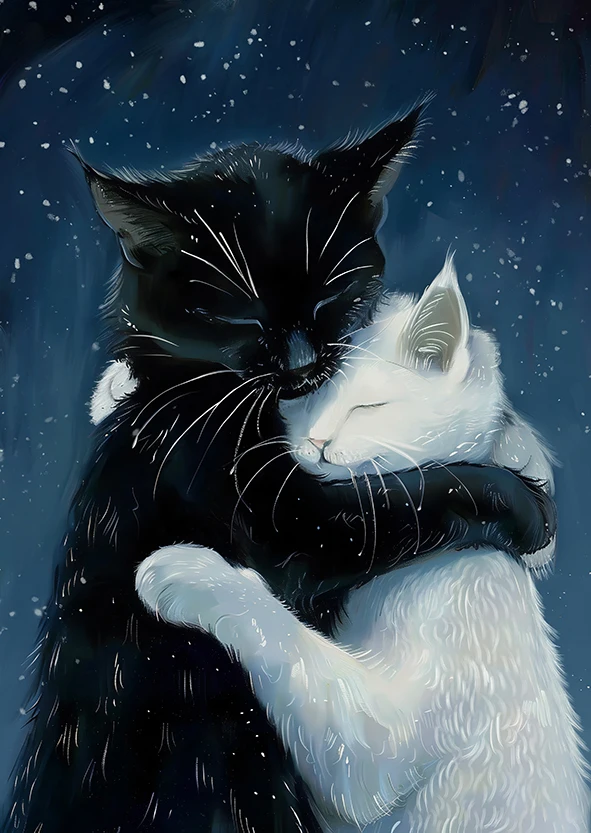 Wholesale Wall Art Canvas Painting Black and White Cat Poster Luxury Simple Wall Painting Living Room Home Decorative Painting