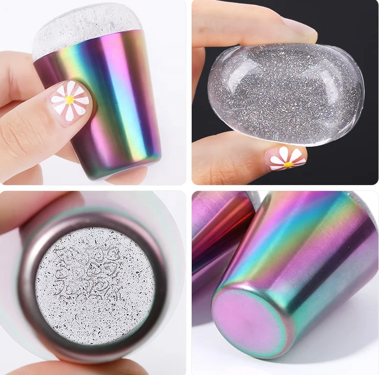2 kinds Clear Silicone Nail Art Stamping Stamper with Scraper Image Plate Manicure Tools kits laser silica gel stamper