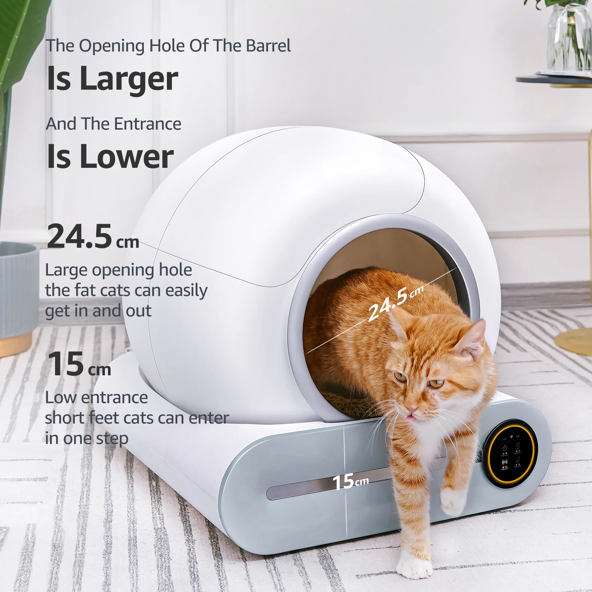 No Smell Electric Litter Box Automatic Timed Cat Toilet TUYA App Control Self Cleaning Cat Litter Box For 3.3-17lbs Cats
