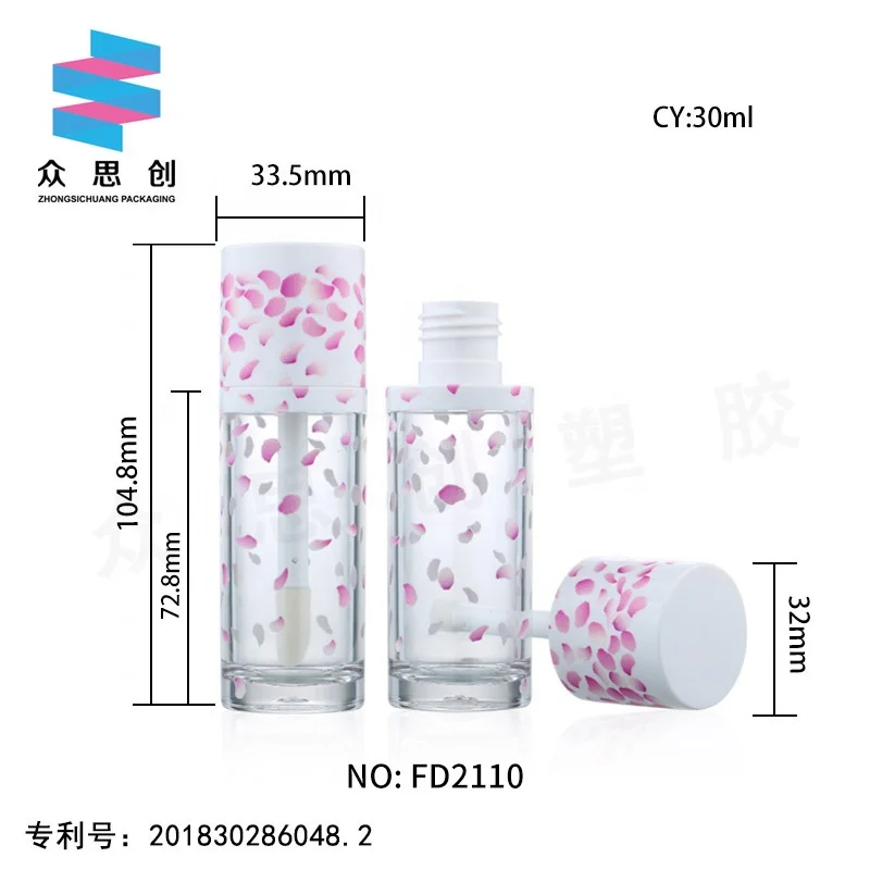 30ml Custom logo OEM Plastic Empty Cosmetic Liquid Foundation Bottle Round Silver clear Foundation Stick with Huge Brush Wand