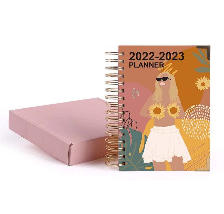 Custom Personalization Logo Spiral Binding Weekly Monthly Hardcover Agenda Planner Sets for Diary