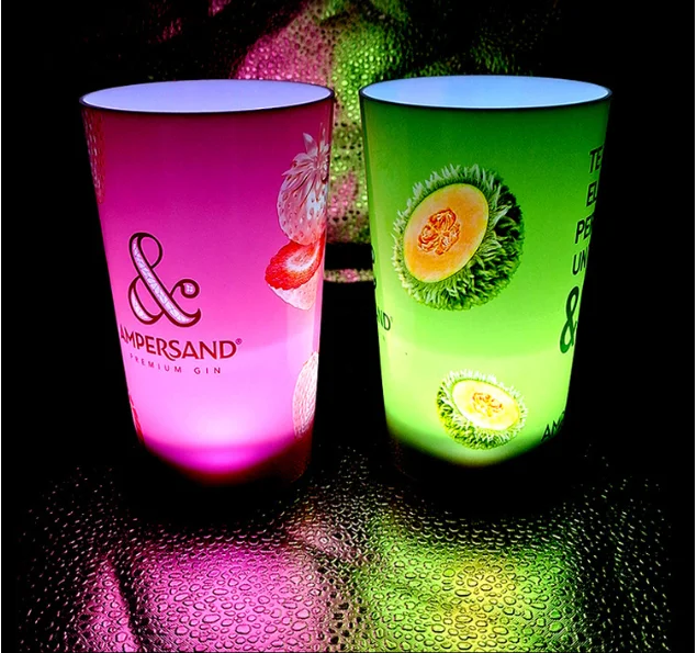 Custom Design 12oz 14oz 16oz LED Plastic Drinking Cup Liquid Activated LED Cup for Party Club Easter Ramadan Christmas Diwali