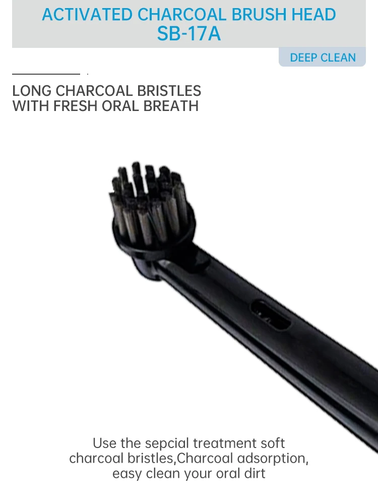 Sb-17A Orginal Eco Friendly Refillable Black Round Head Electric Travel Toothbrush Head With Replaceable Toothbrush Head
