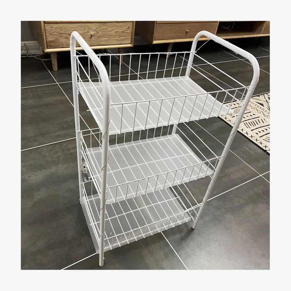 Trolley Service Bamboo Shelf Metal 3 Tiers Storage Stainless Steel 3-Tier Rolling Furniture Rack With Wheel Car Kitchen Cart