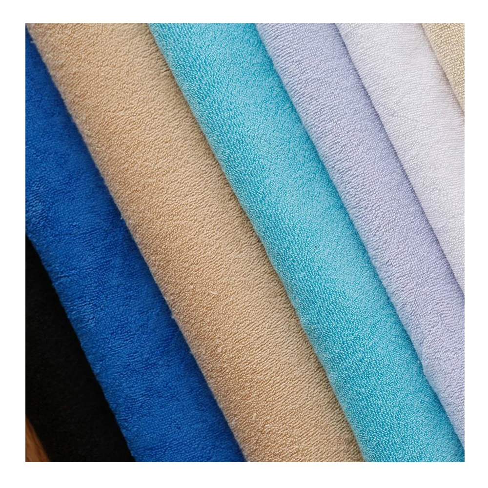 New Fashion Plain Dyed Clothes Bathrobe Towelling Knit Weft Fabric Comfortable Feeling 100 Cotton Terry Towel Fabric Roll