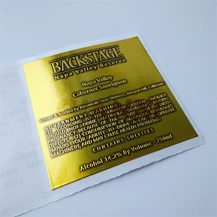Customize Waterproof Paper Wine Glass Bottle Sticky Aluminum Adhesive Label Sticker
