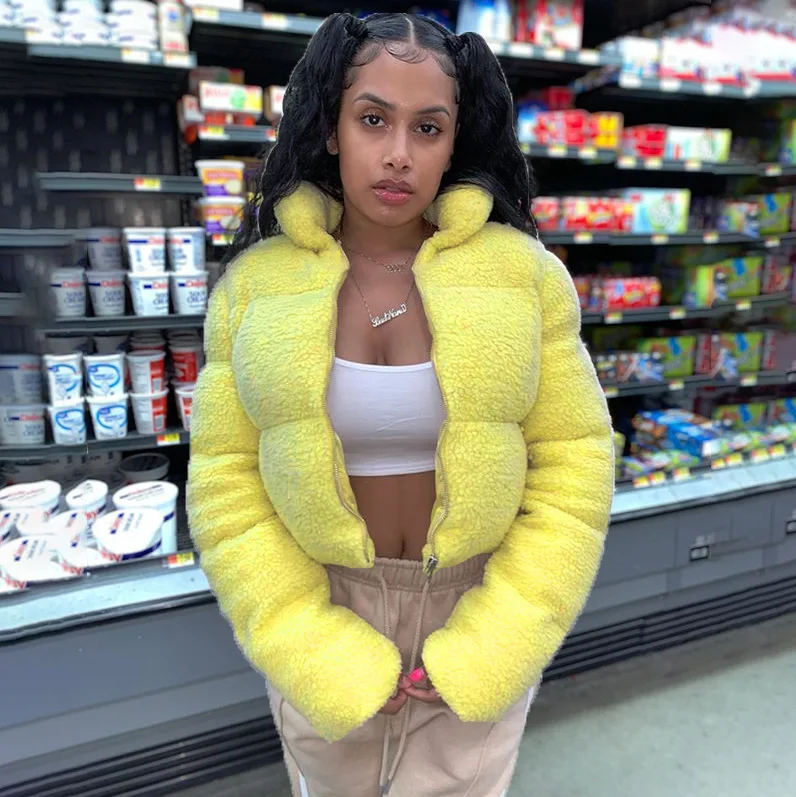 Stock Women Faux Fur Coats Jackets  plush fleece jacket puffer Bomber sheepcasual down coats winter clothes women tops