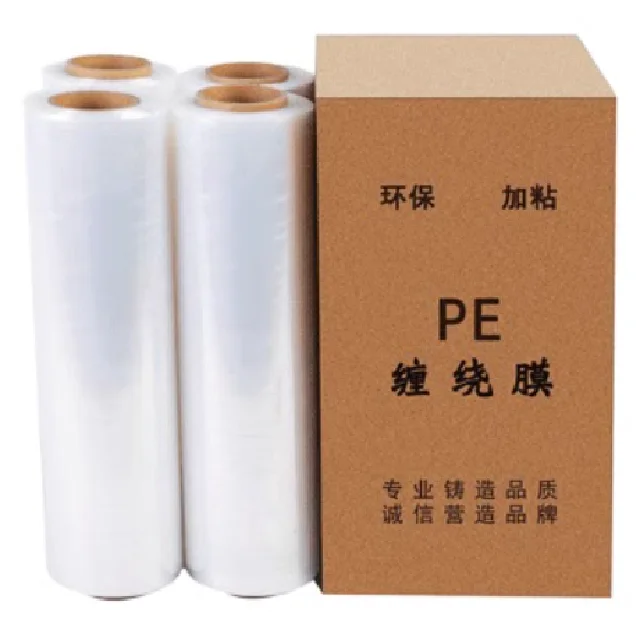 LLDPE Stretch Wrap Roll Film Water Soluble PE Packing Custom Logo Printing Factory Price 50cm*120m*18mic LLDPE 500mm Width Soft