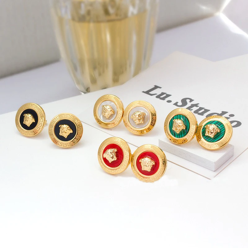 2024 Wholesale 18K Gold Plated Luxury Inspired Round Designer Earrings Famous Brands Round Stud Earrings for Women