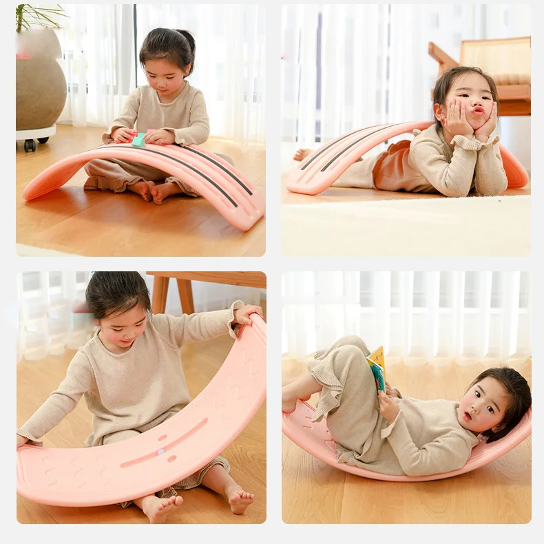 Wholesale Children durable curvy rocker balance board plastic juegos wobble board with beads