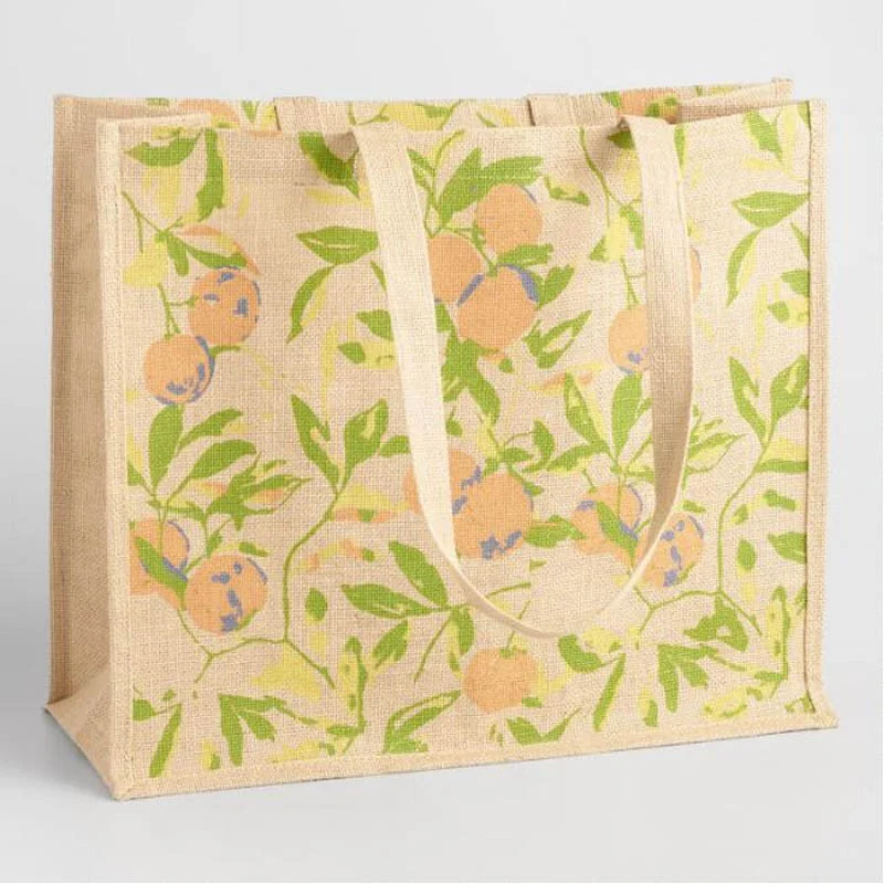 Eco friendly Natural Jute Beach Bag Printing Custom Burlap Shopping Bag Eco Friendly Hemp Tote Bag for Promotional Gift