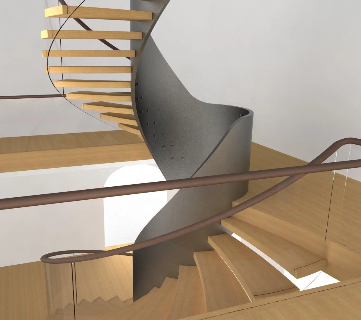 Factory Good Price Wrought Iron  Balustrade & Handrail Indoor Staircase White Oak Stair Tread For Wooden Tread Spiral Stair