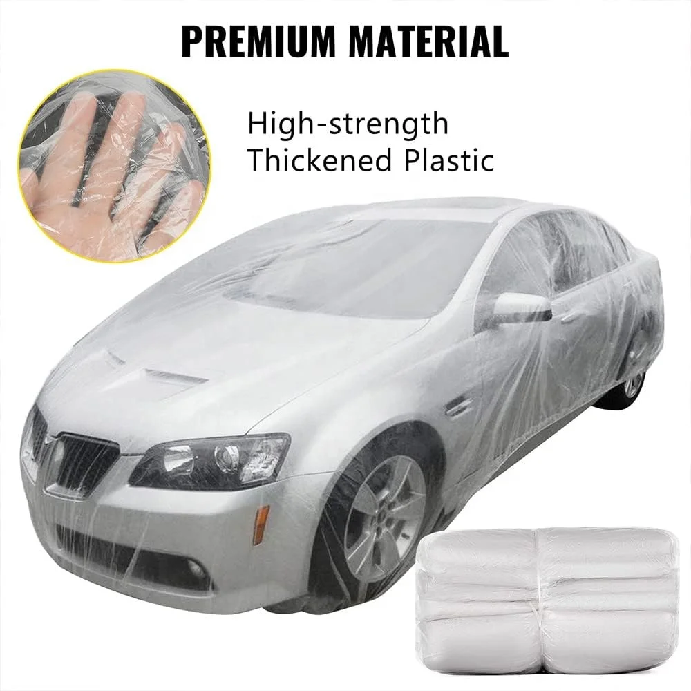 Waterproof Dustproof Full Exterior Covers Universal Plastic Car Cover Disposable for Sedan Outdoor Snow Rain Weather