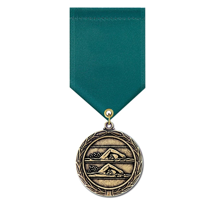 China Factory Metal Dragon Boat Decorative Metals Medallions with Custom Drape Ribbon