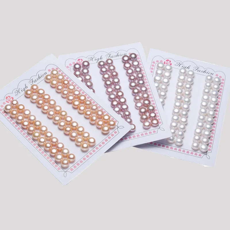 3-13 mm A A A A+ natural genuine real Pearl One Hole half drilled freshwater round button shape HALF hole loose pearls
