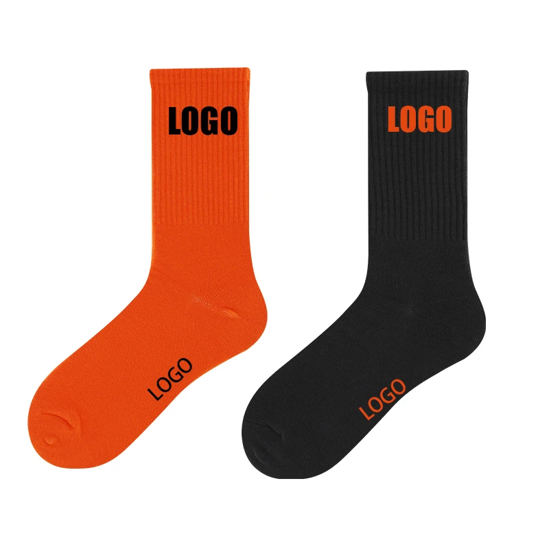 High Quality Custom Knit Cotton Fashion Designer Own Mens Casual Printed Socks For Men Crew Socks Custom Logo Design Embroidered