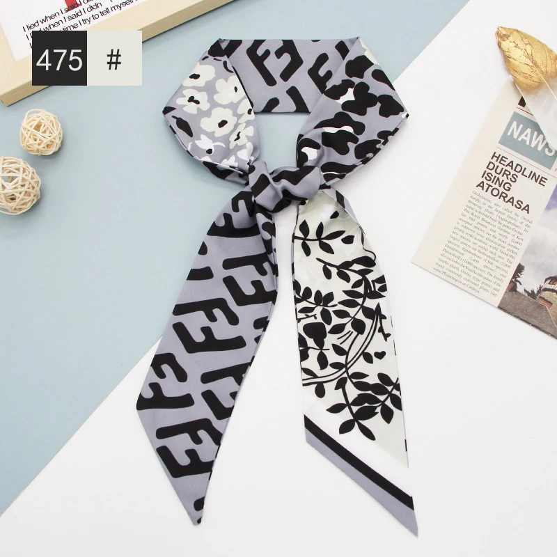 MIO Black and White Tie Scarf Polka Dot Striped Printed Neckerchief Ribbon Head Bag Hair Band for Women Girls