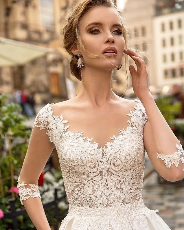 Sale Malaysia Ladies With Sleeves A Line Wedding Dress