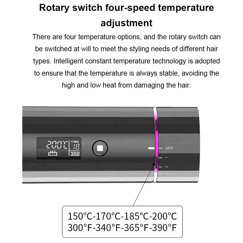 Wireless Portable Automatic Curling Iron Auto Rotating Electric Cordless Hair Curler Wand