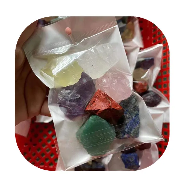 New arrivals crystal healings raw minerals natural mixed quartz 7 chakra rough stone crystal set for sale