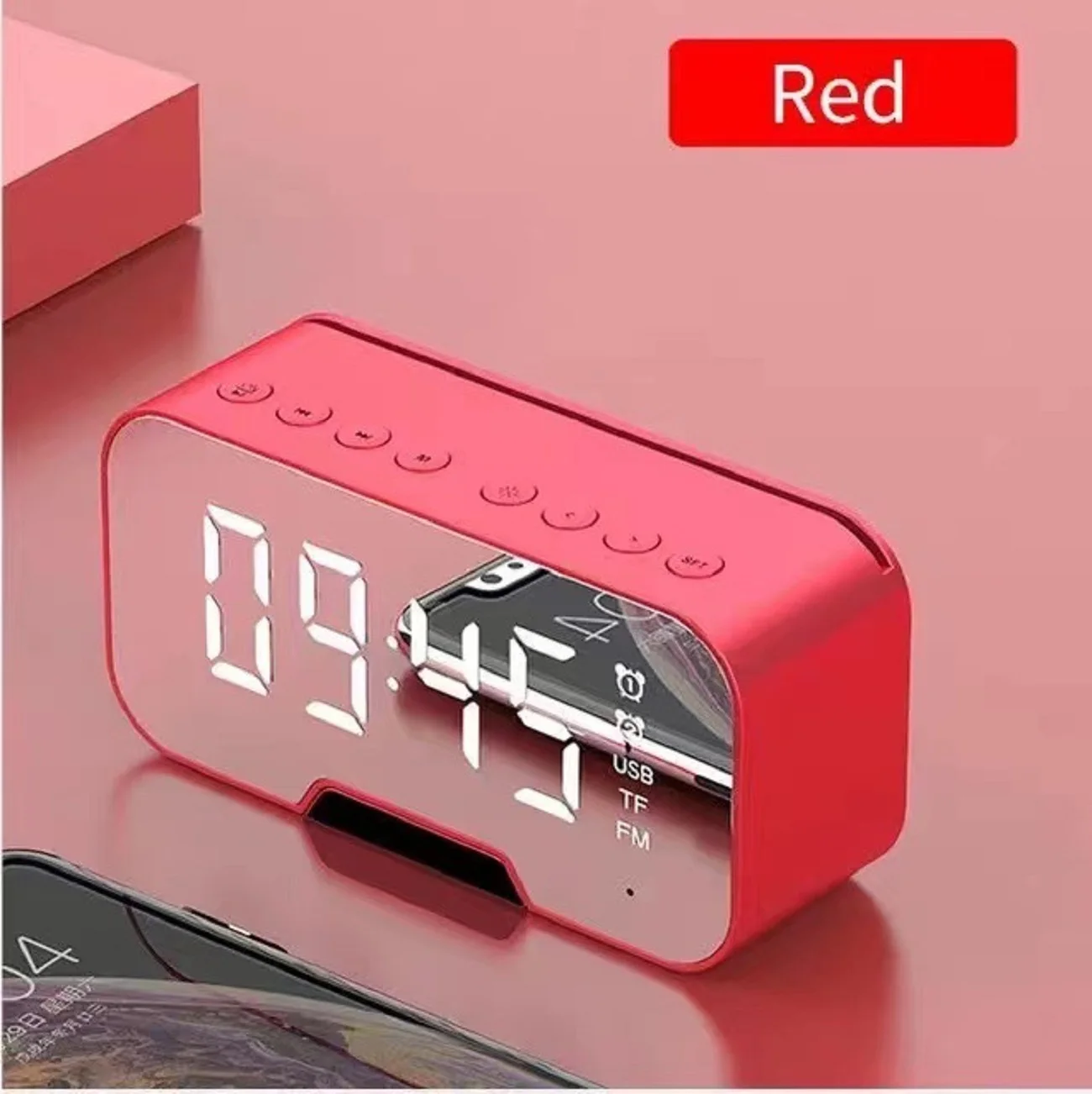 Лидер продаж 2022, беспроводной динамик с Bluetooth и цифровой светодиодной подсветкой, FM-радио, двойной будильник