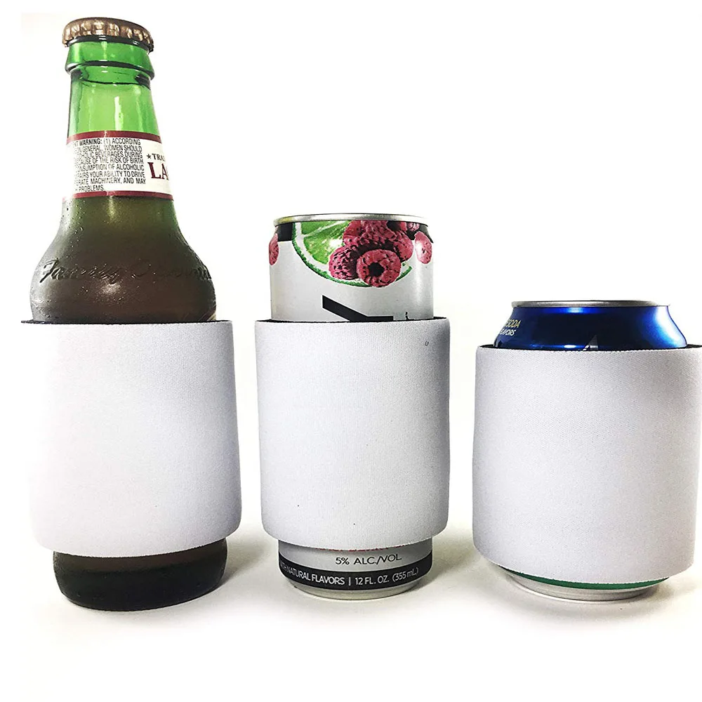 Neoprene Blank White Slap Can Cooler Wrap Snap on Beer Bottle
