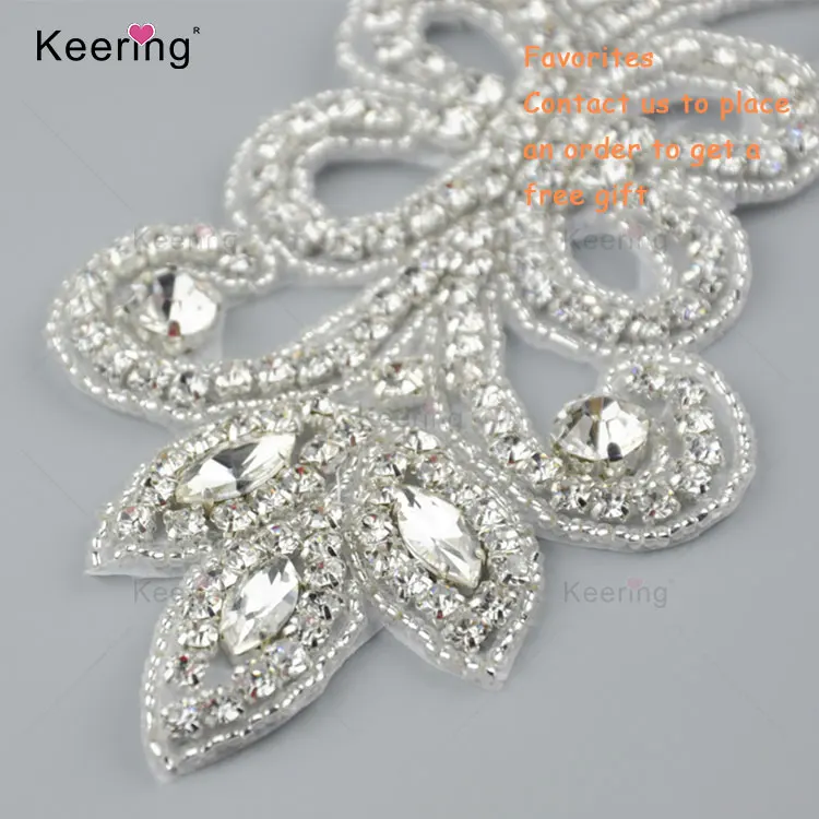 New fashion rhinestone iron on glitter patches WRA-838