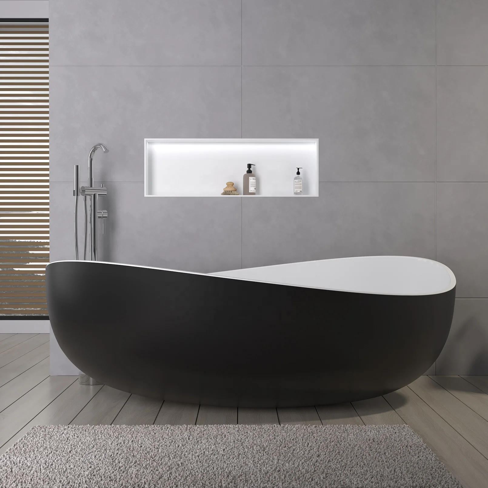 Luxury Bathroom Freestanding Faux Artificial White Stone Acrylic Resin Solid Surface Bath Tub Bathtub