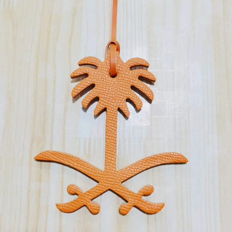 Portable PU Leather Bag Charming Hanger Arabic Letter Alphabet Map Bag Pendant Keychain Holster