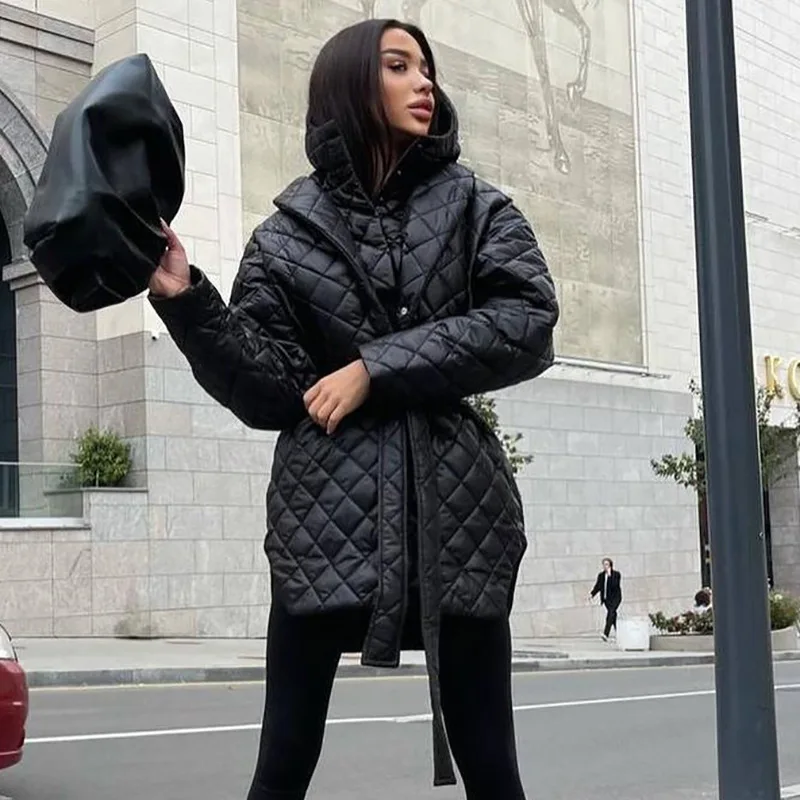 Женская модная одежда, куртка с хлопковой подкладкой, теплое длинное зимнее женское пуховое пальто