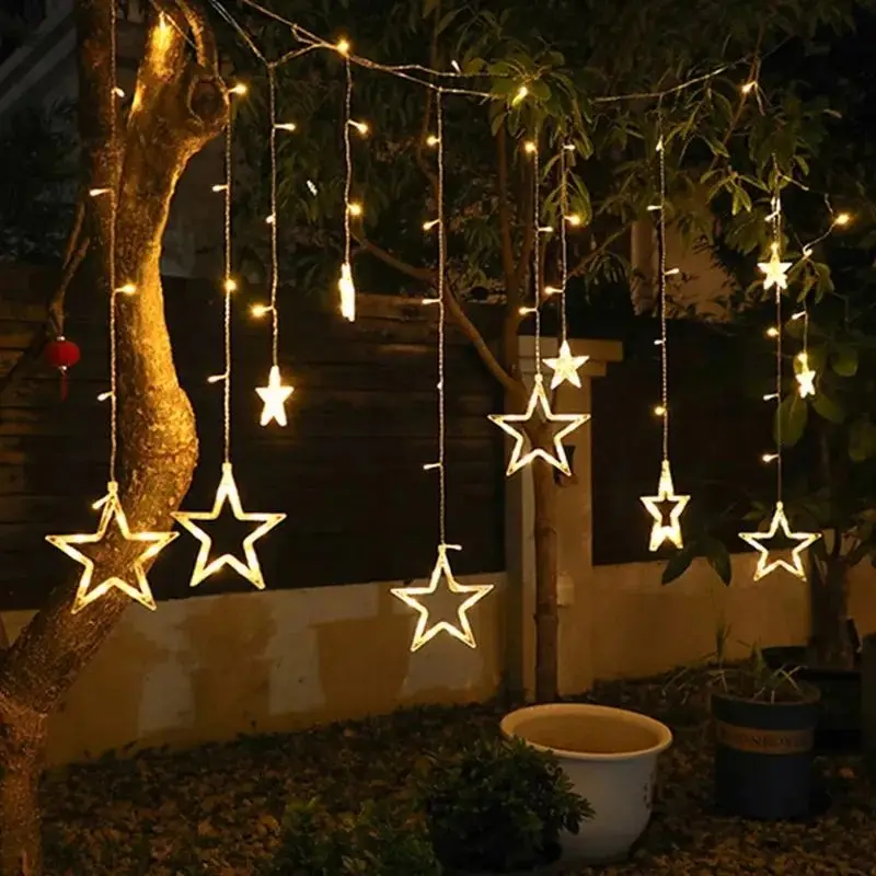 Ramadan  Decoration Diwali Light Star Moon Led Curtain String Light Christmas Fairy Lights Luces De Navidad