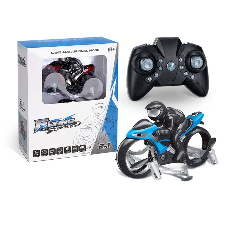Rc Remote Control Toy Land Air Fly Motorcycle Four-axis Drone Racing Stunt Motorcycle Toys Gift
