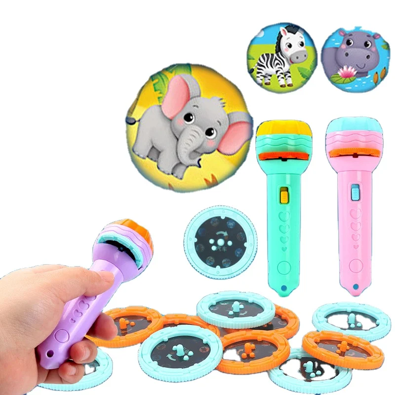 Amazon Hot Selling Kids Flashlight Torch Cartoon Storybook Projectors Flashlight Led Torch Light Toys